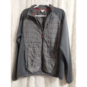 Orvis Mens Quilted Fleece Jacket Gray Full Zip Puffer Blend Size L G